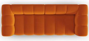 Oranžová sametová trojmístná pohovka MICADONI Lupine 228 cm