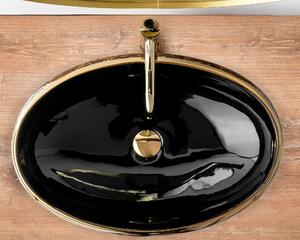 Rea Melania Meryl umyvadlo, 60 x 41 cm, černá-zlatý vzor, REA-U8811