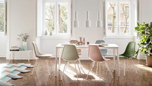 Vitra designové židle DSX (šedá světlá/ podnož chrom/ bílé kluzáky na tvrdou podlahu)