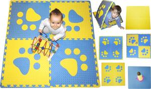 Pěnový BABY koberec s okraji - modrá,žlutá