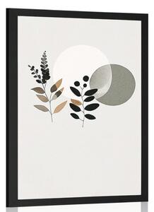 Plakát minimalistické listy s boho pozadím