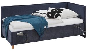 Modrá čalouněná postel Meise Möbel Fun II. 120 x 200 cm s úložným prostorem