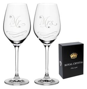 Sklenice na víno Crystals Mr&Mrs 360 ml, 2 ks