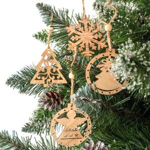 Tutumi, sada dřevěných závěsných vánočních ozdob na stromeček 9ks 300881, CHR-08501