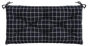 Poduška na zahradní lavici černá károvaná 110x50x7 cm textil