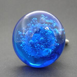 Skleněná úchytka-Bublinka Barva: Modrá tmavá