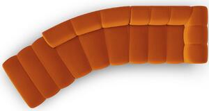 Oranžová sametová čtyřmístná pohovka MICADONI Lupine 335 cm, levá