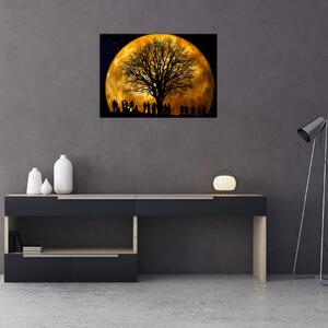 Obraz měsíce a siluet (70x50 cm)
