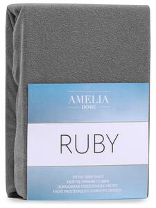 AmeliaHome Froté prostěradlo Ruby, charcoal Rozměr: 80-90x200+30