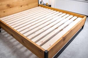 Dubová masivní postel HELIOS s kovovou konstrukcí 180x200, 200x200