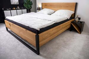 Dubová masivní postel HELIOS s kovovou konstrukcí 180x200, 200x200