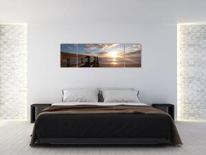Obraz mola, pláže a moře (170x50 cm)