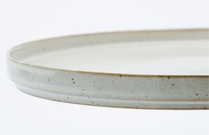 House Doctor Bílý kameninový servírovací talíř Pion 30,9 x 19,6 cm