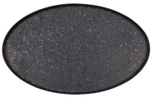 House Doctor Černý kameninový servírovací talíř Pion 30,9 x 19,6 cm