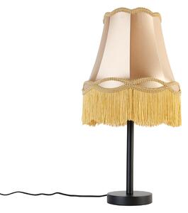 Klasická stolní lampa černá se stínidlem babička zlatá 30 cm - Simplo