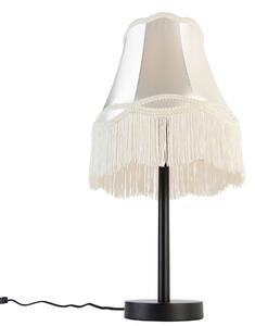 Klasická stolní lampa černá s odstínem babička krémová 30 cm - Simplo