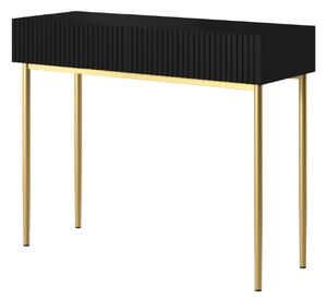 Toaletní/konzolový stolek Nicole 100 cm - černý mat / zlaté nožky