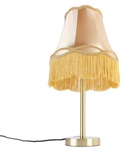 Klasická stolní lampa mosazná s odstínem Granny zlatá 30 cm - Simplo