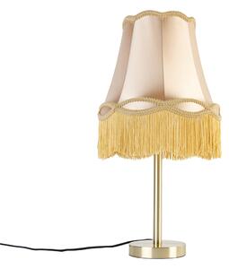 Klasická stolní lampa mosazná s odstínem Granny zlatá 30 cm - Simplo