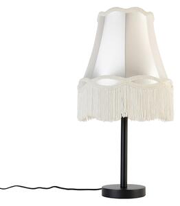 Klasická stolní lampa černá s odstínem babička krémová 30 cm - Simplo