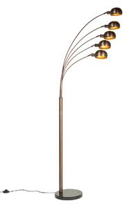 Designová stojací lampa tmavě bronzová se zlatými 5 světly - Sixties Marmo