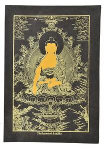 Buddha Šakjamuni, zlatý tisk na černém papíru, 47x36cm