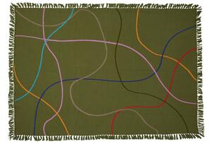 Zelený bavlněný pléd Hübsch Outline 200 x 140 cm