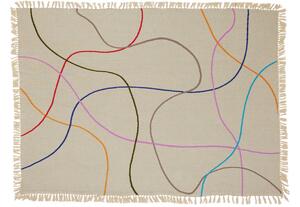 Béžový bavlněný pléd Hübsch Outline 200 x 140 cm
