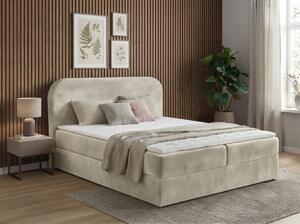 Čalouněná postel boxspring FORENA 140x200 cm krémová Matrace: Matrace Bonell pružinová