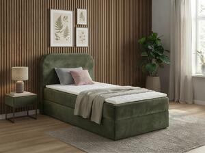 Čalouněná postel boxspring FORENA 90x200 cm tmavě zelená Matrace: Matrace Bonell pružinová