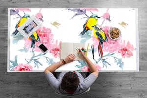 Podložka na psací stůl Ptáci a květiny