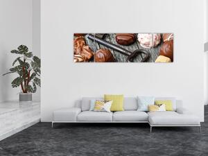 Obraz čokolády a klíče (170x50 cm)