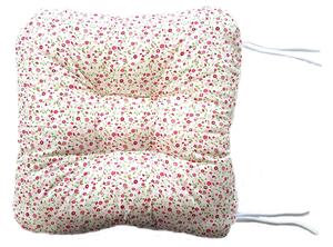 Písecké lůžkoviny Sedák na židli oboustranný - Bílý + Kvítky červený