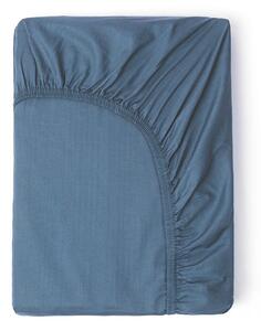 Modré elastické prostěradlo z bavlněného saténu HIP, 160 x 200 cm