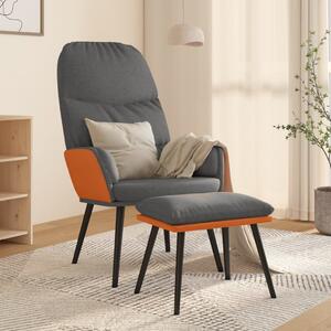 Relaxační křeslo se stoličkou světle šedé textil