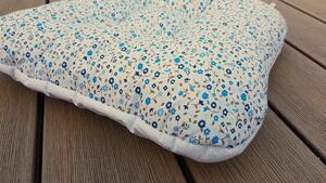 Písecké lůžkoviny Sedák na židli oboustranný - Bílý + Kvítky modré