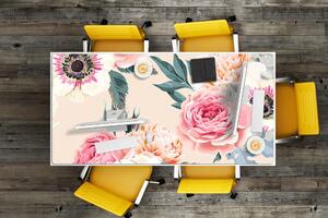 Ochranná podložka na stůl Pastelové květiny