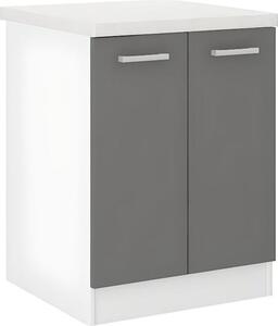 Spodní kuchyňská skříňka ULTRA, 60 cm, s pracovní deskou, šedá, tmavý dub