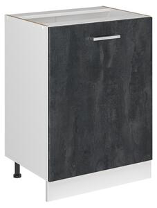 Spodní skříňka kuchyňské linky Vicco R-Line Černý beton/Bílá 60 cm s 1 dveřmi bez pracovní desky, Model 72126