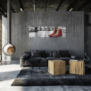 Obraz červených starých kolečkových bot (170x50 cm)