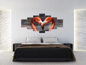 Obraz dvou zamilovaných plameňáků (210x100 cm)