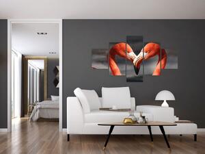 Obraz dvou zamilovaných plameňáků (125x70 cm)