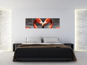 Obraz dvou zamilovaných plameňáků (170x50 cm)