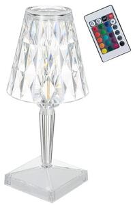 Verk 12304 Křišťálová LED stolní lampa, RGB, dotykový panel, dálkové ovládání