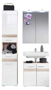 Massive home | Malá koupelnová sestava Siri – se zrcadlovou skříňkou bílý lesk 133690896