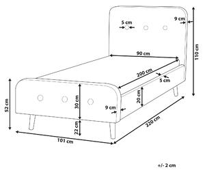Béžová čalouněná postel 90x200 cm RENNES