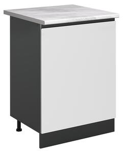 Spodní skříňka kuchyňské linky Vicco R-Line Bílá/Antracit 60 cm s 1 dveřmi pracovná doska Mramor, Model 72049