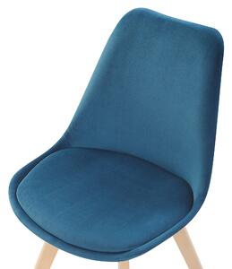Sada 2 jídelní židlí DAKOTA II sametová modrá