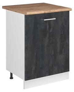 Spodní skříňka kuchyňské linky Vicco R-Line Černý beton/Bílá 60 cm s 1 dveřmi pracovná doska Dub Goldkraft, Model 72128