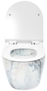 REA - Carlos Granit Shiny Rimless závěsná WC mísa včetně sedátka, imitace kamene, REA-C8002